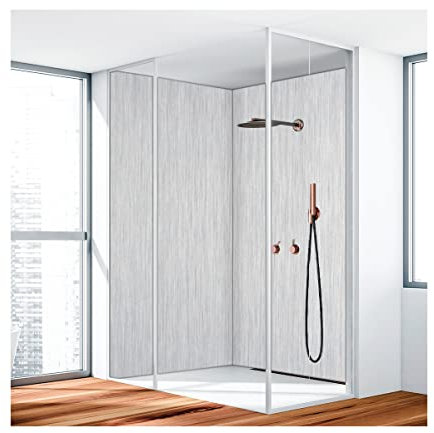 Duschrückwand, Badrückwand, Duschverkleidung, Wandverkleidung aus 3 mm Alu-Verbundplatte, Aluverbund Silber Gebürstet 001 80x200cm