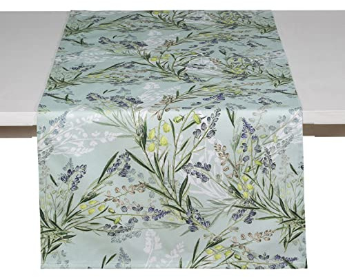 Pichler Tischwäsche Ella Blumen Gräser Jade grün Baumwolle (Tischläufer 50x150cm)