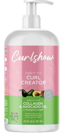 ORS Curlshow Curl Creator 473 ml - Haarstylingprodukt mit Kollagen und Avocadoöl, für elastische und gepflegte Locken, fördert Haargesundheit und Glanz