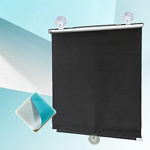 KOOEIN Verdunkelungsvorhang-mit Saugnäpfen Sonnenschutz Rollo, UV-Schutz, Thermo Gardinen, für Sichtschutz, Blickdicht Jalousien, fensterrollo mit Stärke Saugnäpfe,Black-30x125cm/12x49in