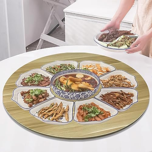 ESOYAWE Lazy Susan Plato Giratorio De Madera para Mesa De Comedor, Diámetro Ø 50 60 70 80 90 100 Cm Redonda Bandeja De Servicio De Mesa, Bandeja De Servicio Giratoria con Cojinete Silencioso