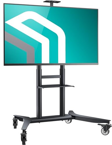 ONKRON TV Ständer rollbar für 55-90 Zoll Fernseher, max Belastung 90 kg, Rollwagen TV Standfuss höhenverstellbar, max VESA 800x600, professioneller Fernsehständer mit Rollen Schwarz TS1871-B