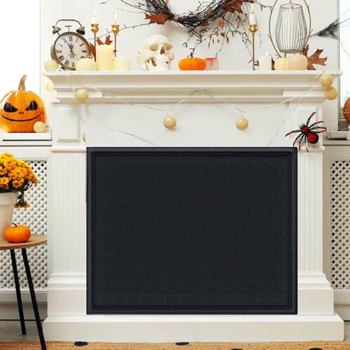 Magnetic Fireplace Cover - Adjustable Draft Stopper with 12 Magnets, Stops Heat Loss - Black 39 W x 36 H