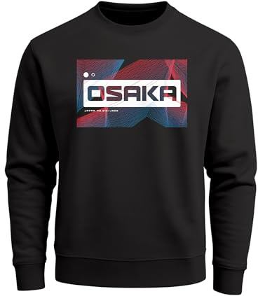 Neverless® Sweatshirt Herren Japan Osaka Asian Style Teachwear Fashion Streetstyle Rundhals-Pullover Fashion Streetwear Schwarz XL