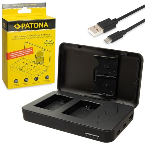PATONA Dual Caricabatterie USB-C/USB-A/Micro-USB per Sony NP-FW50 NPFW50 | Mini caricabatterie per Alpha 7 6400 6500 A7S A7R A7II ZV-E10 DSC RX10 Mark II III IV RX1R III DSC-RX1RM3