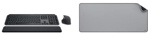 Logitech MX Keys S Combo - Tastiera e Mouse Wireless con Palm Rest, illuminazione personalizzabile & Desk Mat - Studio Series, Multifunzione, Tappetino per Mouse Esteso