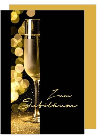 Edition Seidel Premium Glückwunschkarte zum Jubiläum mit Umschlag. Jubiläumskarte Ehrentag Grusskarte Billet Mann Frau Feier Firma Sektglas (J131 SW024)