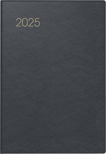 BRUNNEN Taschenkalender Modell 723 (2025), 2 Seiten = 1 Woche, A7, 160 Seiten, Leder-Einband, schwarz