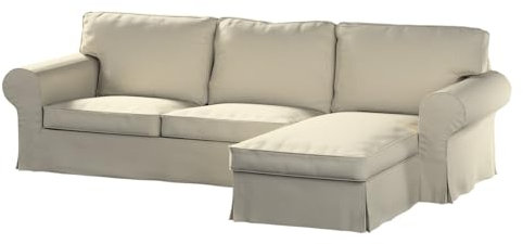 dekoria Ersatz für Bezug für Ektorp 2-Sitzer Sofa mit Recamiere Sofahusse passend für Modell Ektorp beige-grau