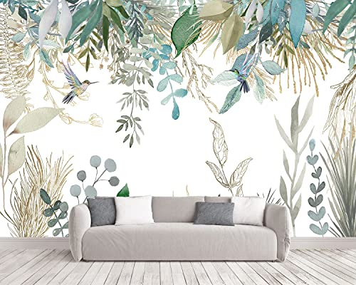Naturempress Carta Da Parati Moderna 150X105（Larghezza x Altezza） Foglie Tropicali Eleganti Uccelli E Fiori Fotomurali Moda Decorazione da Muro XXL Poster Gigante Design Carta per pareti