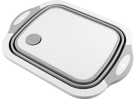 LABRIMP Foldable Chopping Board with Drain Basket, Multifunction Kitchen Cutting Board Collapsible Sink Basket, Food-Grade Silicone Plastic, Lightweight for Home Cooking and Vegetable Washing