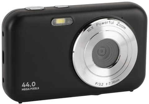 Cuifati Digitalkamera, 44 MP, 1080P, 16-facher Zoom, Kompakte Reise-Videokamera mit Gesichtserkennung, Anti-Shake, Integriertem Mikrofon für Aufnahmen, Selbstauslöser, Aufhelllicht, für