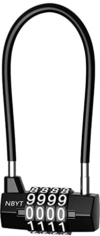 ORIA Lucchetto a Combinazione, Lucchetto con Codice 4 Cifre, Cavo in Acciaio da 5mm, Grilli Lunghi, Lucchetti a Combinazione per Palestra, Scuola, Armadietti, Garage, Viaggi