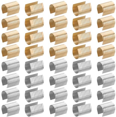 PATIKIL Clip in Pelle da 16x12mm, 120Pz Tubi Cilindrici in Metallo Morbidi per Estremità Corda Pieghevole Fermagli per Gioielli Fai da Te Cordini in Pelle Artigianato, 2 Colori