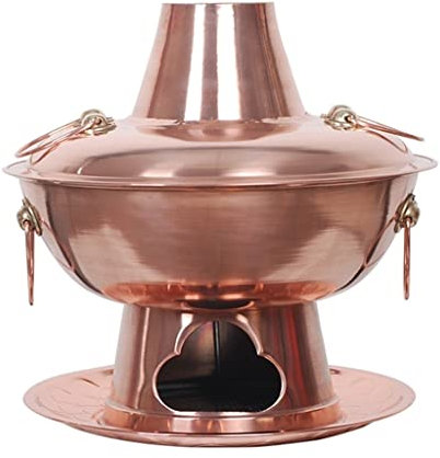 LYDBMYT Kupfer-Hot Pot Holzkohle Reines Kupfer Haushalt Altmodischer Hammelfleisch Handgefertigter Kupfertopf Feuerkessel (Farbe: Messing, Größe: 40 cm)