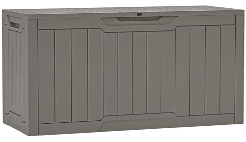 YITAHOME 80-Gallon Waterproof Resin Outdoor Storage Box, Lockable Storage Container for Outdoor Furniture, Cushion Storage, Pool Accessories, Garden Tools and Sporting Gear, Taupe