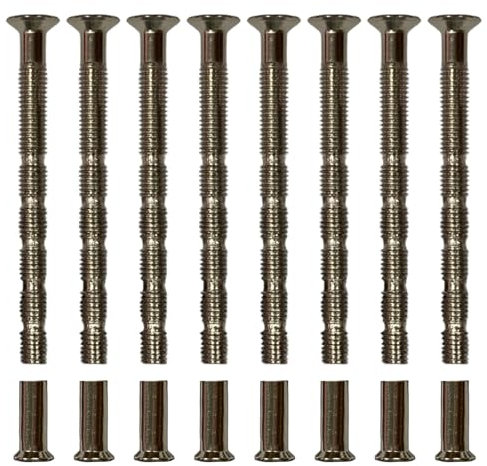 Wjelet 8Pcs M5 x 60mm Long Flat Countersunk Slotted Head Electrical Machine Screws, Adjustable Length Screws for Flat Plate Sockets Switches Plugs, Kitchen Cabinet Door Drawer Knobs and Handles Steel