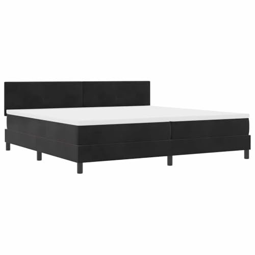 vidaXL boxspring-säng med madrass i svart sammet 200x200 cm pocketfjädrar skum LED-ljus bekväm hållbar stilig sovrumsmöbler enkel dragkedjekåpa lyx