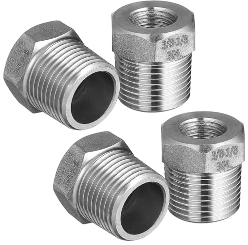 BESPORTBLE 4 Pezzi Raccordi per Tubi Flessibili Acqua in Acciaio Inossidabile Adattatore Filettato per Tubo Flessibile Connettore per Rubinetto Giardino e Camper