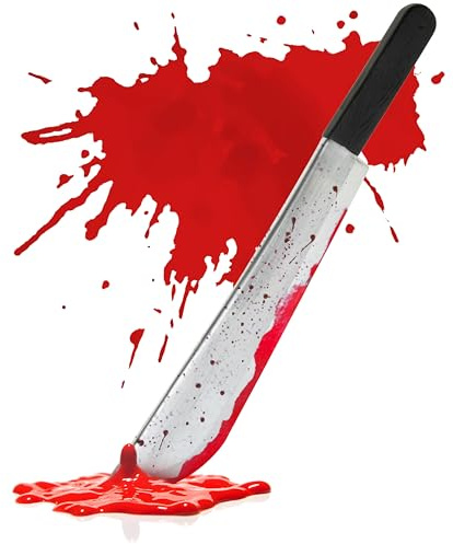 Halloween Realistic Weapons, Plastic Prop Weapon Fancy Dress Accessory Sword Daggers Slasher Bloody Knife Axe for Pretend Cosplay Novelty Dressing Up (Machete)