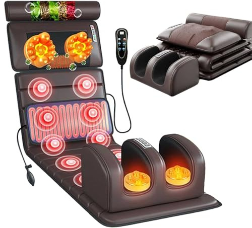 Masajeador de espalda con calor, silla de masaje de cuerpo completo, soporte lumbar y calentador de asiento, ideal para uso doméstico y de oficina