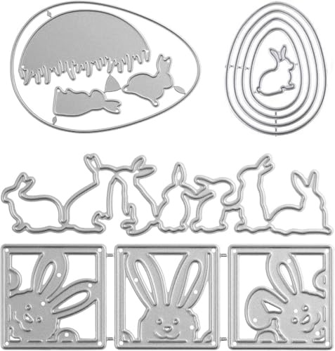 4 Set Ostern Stanzschablonen Prägeschablone Stanzformen Osterhase Ostereier Prägeschablonen Stanze für DIY handgemachte Scrapbooking, Grußkarten, Handwerk und Ostergeschenk Dekorationen