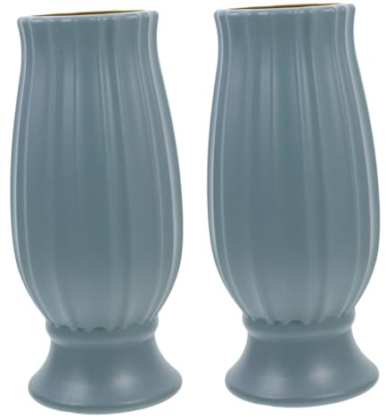 jojofuny Jarrones para Tumbas Cementerio 2 Piezas Color Verde Claro, Decoración Conmemorativa Resistente para Flores Artificiales y Naturales, Conjunto de Jarrones para Lápidas
