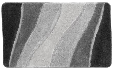Kleine Wolke Badteppich Ocean Schiefer 60 x 100 cm | OEKO-TEX zertifiziert, für Fußbodenheizung, maschinenwaschbar, 100% Polyacryl