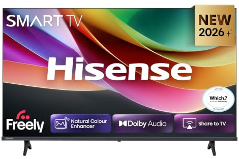 Hisense 32 32A4STUK LED Full HD Smart TV with Freely, Netflix, Disney+ and YouTube - Natural Colour Enhancer, Dolby Audio, Share to TV, Noise Reduction, Game Mode, DTS Virtual: X, Smart Home Ready
