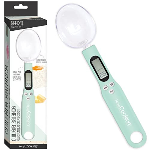 SCRAP COOKING - Cuillère Balance Digitale Need’it - Cuillère 2-en-1 pour Mesurer & Peser Les Petites Quantités - Balance Précision Alimentaire pour Ingrédients Pâtisserie, Cuisine, Café - 3905