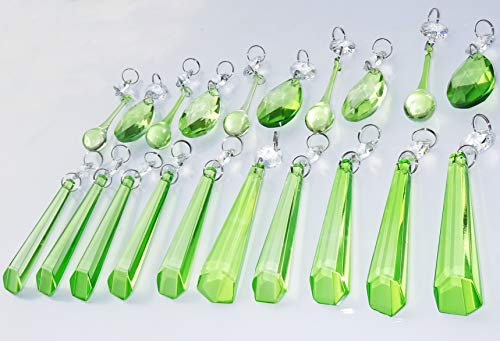 20 salbei Antik Grün Kronleuchter Tropfen Kronleuchter Teile geschliffenes Glas Kristallen Tropfen Perlen Baum Hochzeit Dekorationen Anhänger Sonne Fänger Prismen Antik Qualität Art Deco Perlen