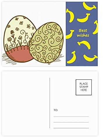 Ostern Religion Festival Flower Egg Banana Postkarten-Set, Danksagungskarte, Postkarte, Seite Postkarten, 20 Stück
