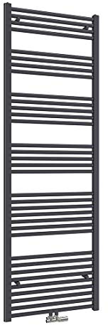 Heilmetz Badheizkörper 180 x 60cm Handtuchheizkörper Anthrazit 860W Handtuchtrockner Mittelanschluss Unten Handtuchheizkörper Handtuchwärmer Leistung Heizkörper bad trocknen Einlaggig gerade