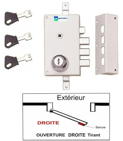 Serrure 3 Points Mottura 448 A2P1 Etoile Blanche Agrée Assurances Avec 3 Clés a Pompe Incrochetables - Droite