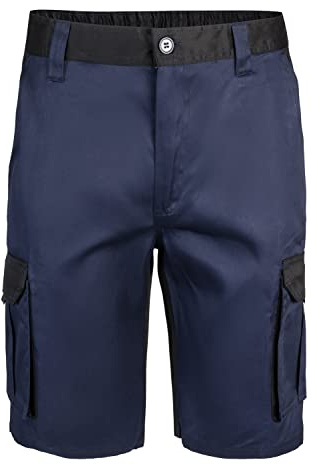 Velilla 103021B - Bermuda Bicolore Multi-Poches - Bleu Marine et Noir - Taille 56