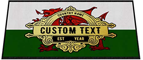 Purple Print House Personalised Bar Mats - Country Flag Beer Mats - Bar Accessories For Home Pub - Cocktail Gin Bar Rubber Runner Mat Custom Text - Gift Idea For Him (Wales, Small 440x250)