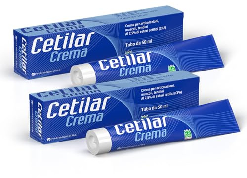 Cetilar Crema, Formula a base di esteri cetilici (CFA, 7,5%) ad azione locale, Coadiuva il massaggio per il benessere di Articolazioni, Muscoli e Tendini, Uso topico, 2 tubi da da 50 ml, Pharmanutra