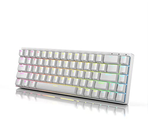 DURGOD Hades 68 Mechanische Gaming-Tastatur | 65% Layout ANSI US - USB Typ C | Aluminiumgehäuse | Double Shot PBT Cherry Profile (Cherry Silent Red, Weiß)