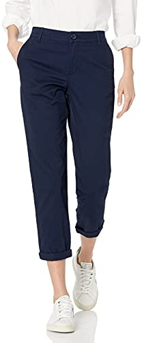 Amazon Essentials Women's Mid-Rise Slim-Fit Stretchy Cropped Tapered Leg Khaki Trousers (Available in Plus Size)