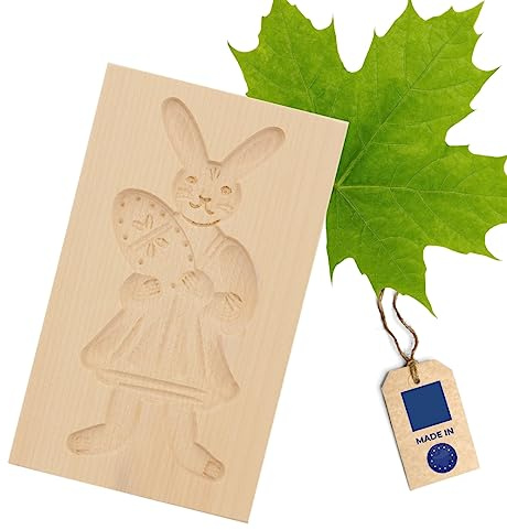HOFMEISTER® Spekulatiusform, 1 Bild, Osterhasenfrau, Backform aus Holz, Ostern, Osterbrunch, 15 cm