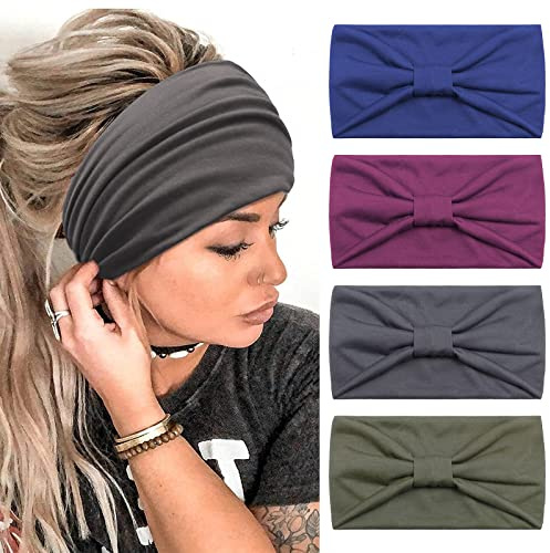 Kavya Hårband Kvinna Headband Sommar Pannband Dam Boho Wide Hair Band Women Flickor Head Band Yoga Hair Scarf Hårsmycke 4 st (Mode)