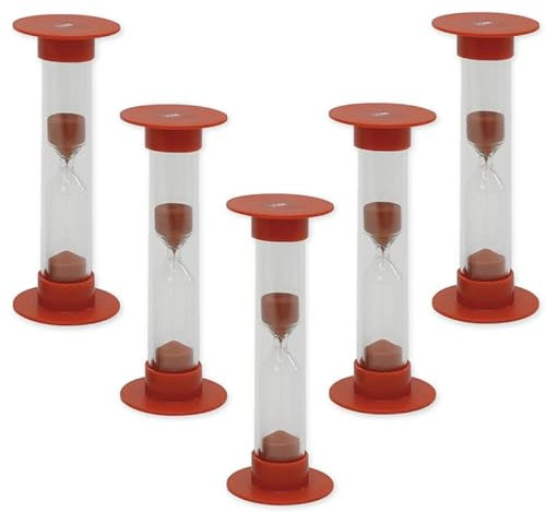 TimeTex Sanduhren-Set 5-TLG. - 10 Minuten - rot - 10 cm hoch - 5 Sanduhren mit der gleichen Laufzeit - 61993