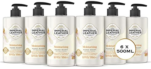 Imperial Leather Moisturising Hand Wash, Cotton Flower & Vanilla Orchid, Antibacterial, Signature Oil Blend, Gentle Skin Care, Bulk Buy Pack of 6 x 500ml