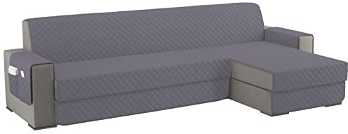 sevi's Sofabezug L Form 300cm Wasserdicht, Sofa überzug Ecksofa Reversibel Kratzfest Fleckenresistent - Sofa Cover für Katzen und Hunden - Grau