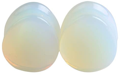 BCughia Ohr Plug 12mm, Ohr Plug Damen 1 Paare(2 Stück) 1/2 Tunnels für Damen und Herren Opal Stein Tropfen Opal Design Abschluss