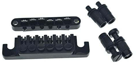 Kaish Schwarze Gitarren-Rollensattelbrücke Tune-O-Matic-Brücke mit TP-6-Stil LP Stopbar/Brückenanschlag für Epiphone Les Paul LP/SG/Dot/ES Gitarren mit M8-Gewindestiften
