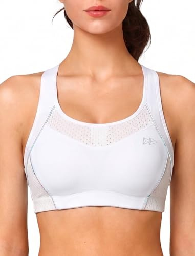 Yvette Sport BH Starker Halt Mesh Ringerrücken,Weiß,S