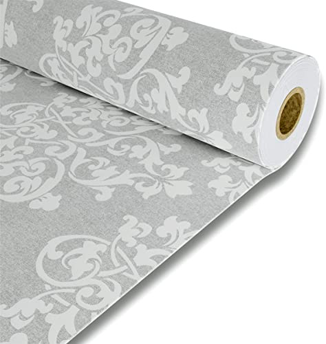 Byour3 - Stoff Meterware DAMAST aus 100% Reine Baumwolle Leichter zum Kreatives Nähen Überwurf für Sofa Tagesdecke Kissen Möbelstoff Dekoration Sofabezug Gardinen Vorhänge (Weiß Grau, Breite 280 cm)