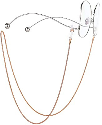MINI TREE Brillenketten für Lesebrillen Perlen Brillenband Damen Lesebrille Brille Kette Sonnebrillen Band Cords Hals Cord Strap (Titan Rose Gold)