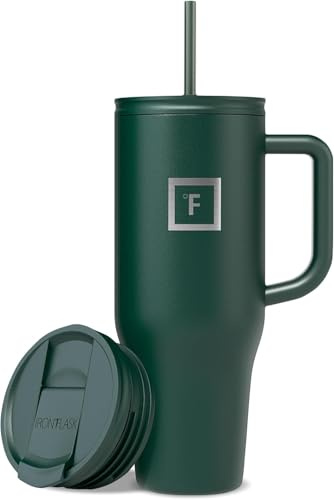 1.2L Insulated Tumbler with Straw Lid and Handle - Cold 20hrs & Hot 5hrs Drinks - Double-Walled Stainless Steel Leakproof Travel Mug - Cupholder Friendly Thermal Cup Coffee Flask